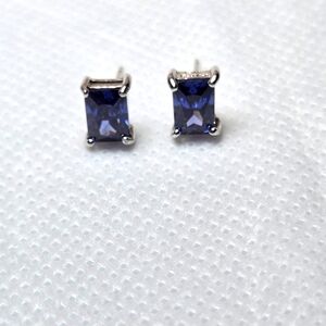 Tanzanite Emerald Cut Stud Earrings